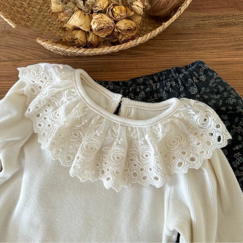 เสื้อผ้าเด็กเกาหลีเกาหลีเสื้อยืดฤดูใบไม้ร่วงสไตล์ใหม่สาวสไตล์ตะวันตกนุ่ม จุดต่ําสุด เสื้อด้านบนฤดูใบไม้ผลิฤดูใบไม้ร่วงเสื้อผ้าอินเทร - รูปที่ 2