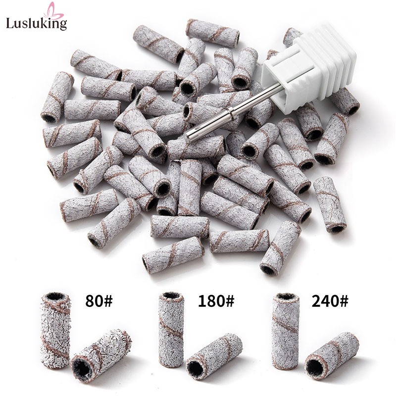 Lusluking 3.1 มม.Mandrel 80/120/180/240 Grit ขัดเล็บเจาะ Bits กําจัดภาษาโปลิชคําเครื่องมือ