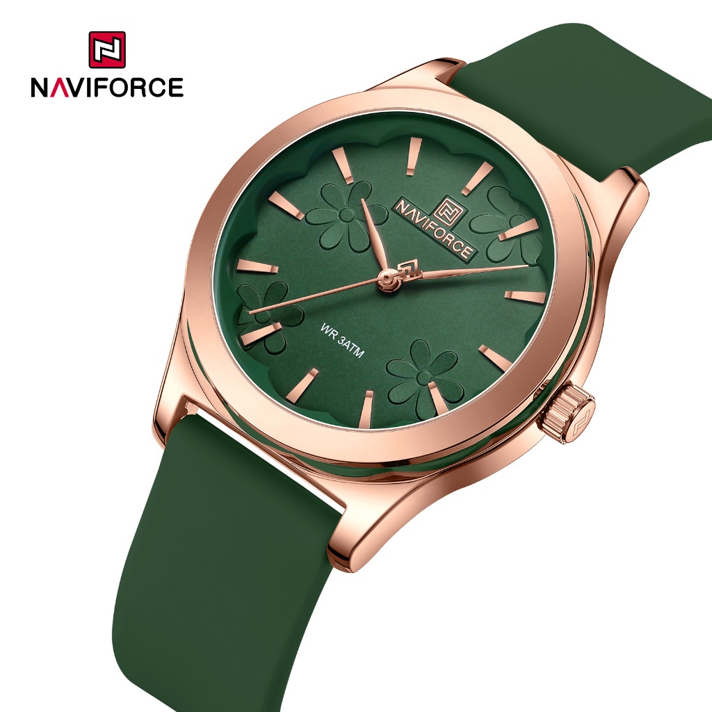 Naviforce NF5051 นาฬิกาสําหรับผู้หญิงกันน้ําหรูหรา Casual Silica Band นาฬิกาควอตซ์