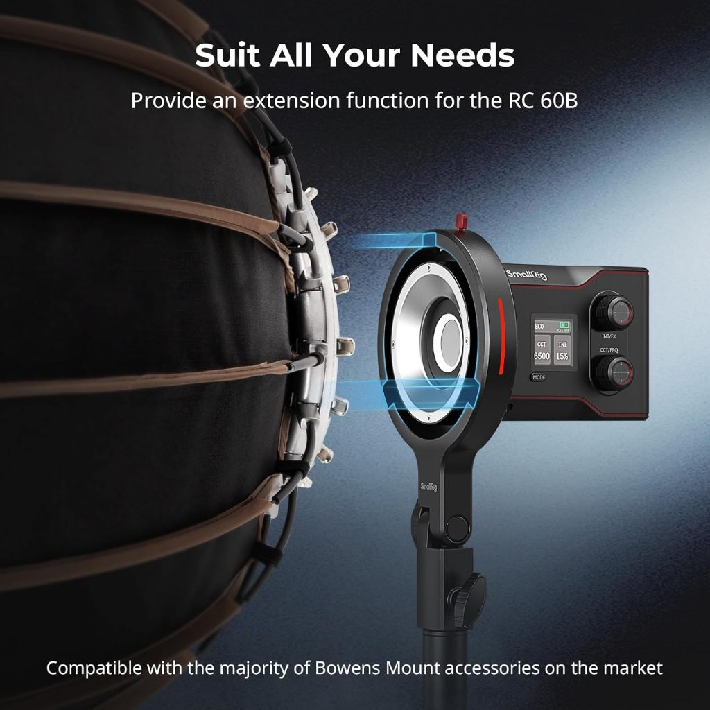 Smallrig Bowens Mount Adapter สําหรับ RC 60b , รองรับ 1.5 กก., เข้ากันได้กับอุปกรณ์เสริม Bowens Mount, 360° แนวนอน 180° การปรับแนวตั้ง 4476