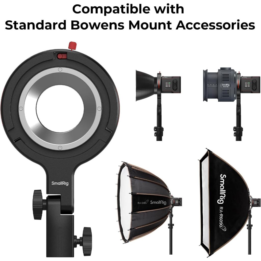 Smallrig Bowens Mount Adapter สําหรับ RC 60b , รองรับ 1.5 กก., เข้ากันได้กับอุปกรณ์เสริม Bowens Mount, 360° แนวนอน 180° การปรับแนวตั้ง 4476