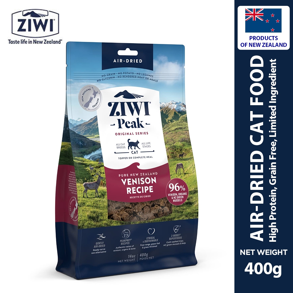 Ziwi Peak Air-Dried Cat Food Venison All Natural, High Protein, Grain Free, Limited Ingredient 400g