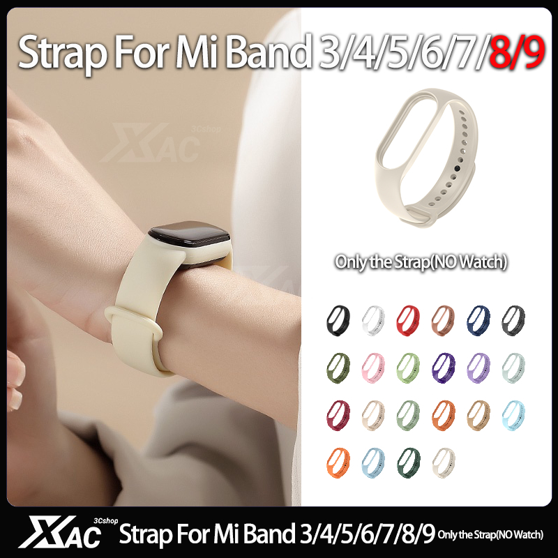 สําหรับ miband 9/8/7 miband 6 Breathable Xiaomi Mi Band 5/6 สายคล้องคอสําหรับกีฬา,สีชมพูซิลิโคนสายรัดข้อมือสร้อยข้อมือ miband 9 miband 8