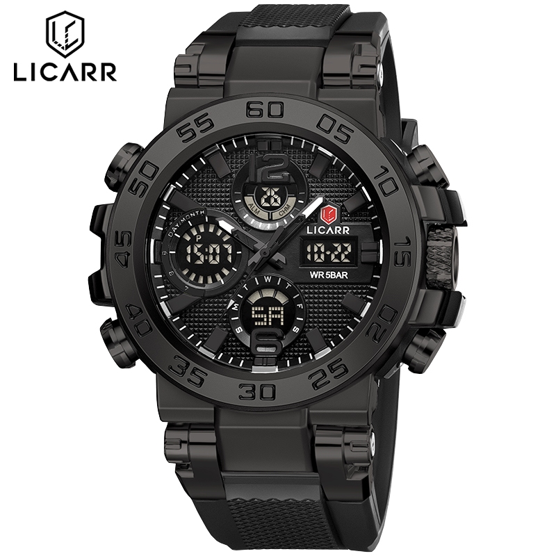 นาฬิกาดิจิทัลแฟชั่นยี่ห้อ LICARR นาฬิกาสปอร์ตกันน้ําสําหรับผู้ชาย 9533