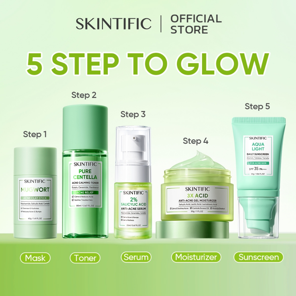 【5PCS】SKINTIFIC 3x Acid เจลป้องกันสิวให้ความชุ่มชื้น