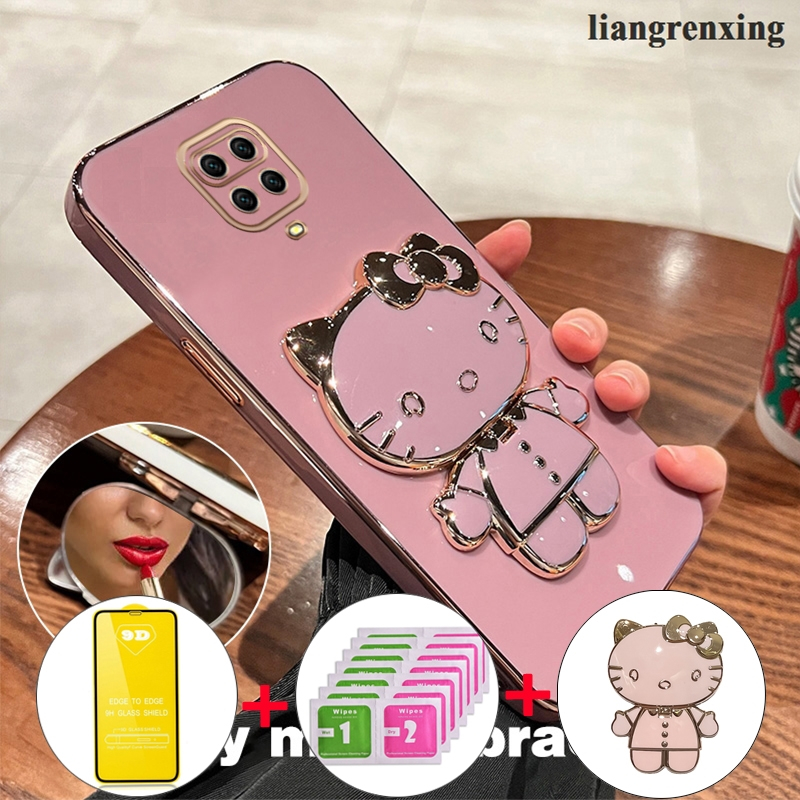 เคส ปลอก Redmi note 9s Xiaomi Redmi note 9 Pro โทรศัพท์กรณี softcase ซิลิโคนกันกระแทกป้องกันเรียบฝาครอบป้องกันการออกแบบใหม่ความงามแมวกับผู้ถือกระจก ddmktm02