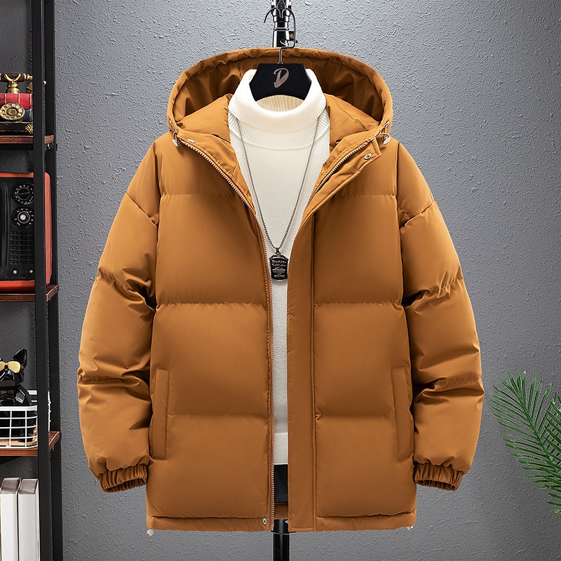 ม-8เอ็กแอล เสื้อผ้าฝ้ายเบาะผู้ชายขนาดใหญ่ฤดูใบไม้ร่วงฤดูหนาวรูปแบบใหม่สีทึบหลวมคลุมด้วยผ้าหนาขนมปังแจ็คเก็ตสั้นอบอุ่น - รูปที่ 3