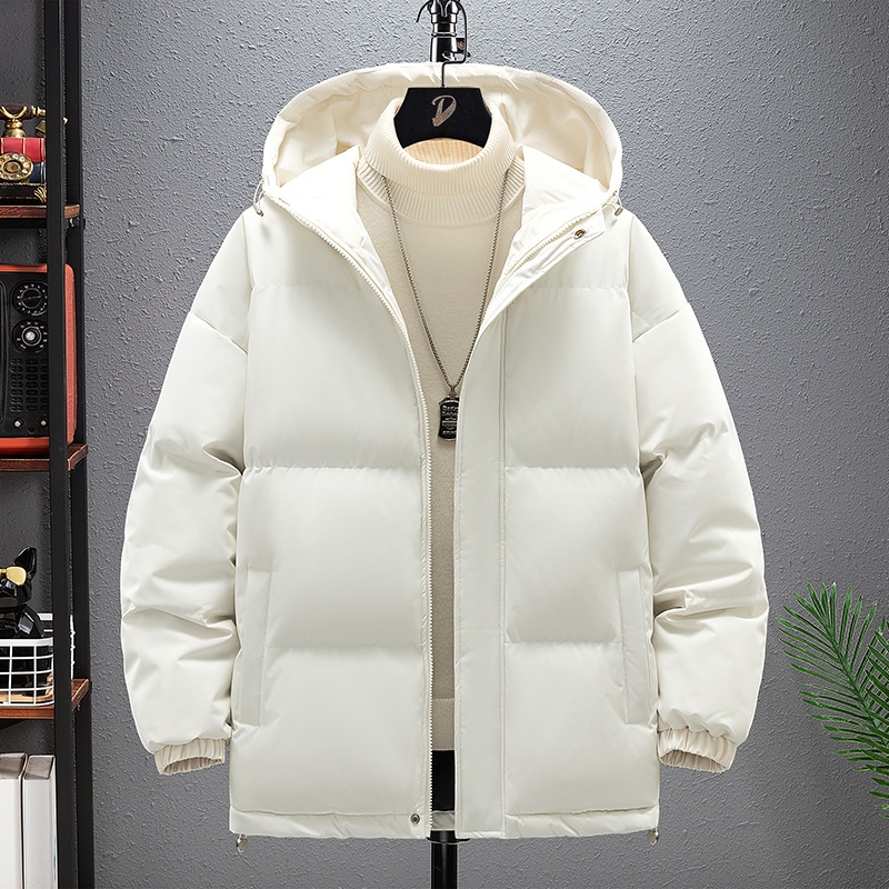 ม-8เอ็กแอล เสื้อผ้าฝ้ายเบาะผู้ชายขนาดใหญ่ฤดูใบไม้ร่วงฤดูหนาวรูปแบบใหม่สีทึบหลวมคลุมด้วยผ้าหนาขนมปังแจ็คเก็ตสั้นอบอุ่น - รูปที่ 4