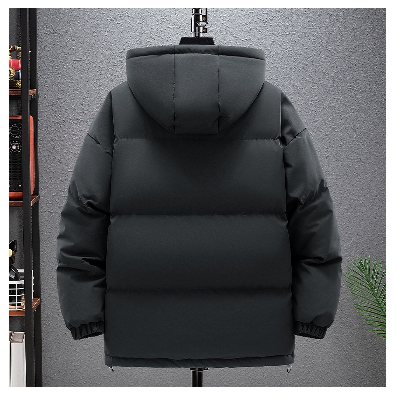 ม-8เอ็กแอล เสื้อผ้าฝ้ายเบาะผู้ชายขนาดใหญ่ฤดูใบไม้ร่วงฤดูหนาวรูปแบบใหม่สีทึบหลวมคลุมด้วยผ้าหนาขนมปังแจ็คเก็ตสั้นอบอุ่น - รูปที่ 5