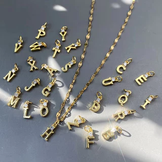 สแตนเลส AZ 26 ตัวอักษรจี้ชื่อเริ่มต้น Gold สี Charms DIY ต่างหูสร้อยคอ DIY Charms เครื่องประดับทํา