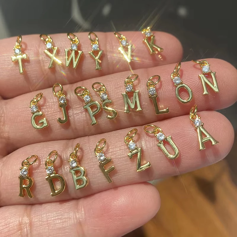 สแตนเลส AZ 26 ตัวอักษรจี้ชื่อเริ่มต้น Gold สี Charms DIY ต่างหูสร้อยคอ DIY Charms เครื่องประดับทํา