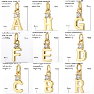 สแตนเลส AZ 26 ตัวอักษรจี้ชื่อเริ่มต้น Gold สี Charms DIY ต่างหูสร้อยคอ DIY Charms เครื่องประดับทํา