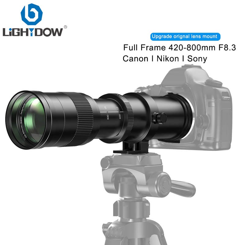 Lightdow 420-800 มม.F8.3 เลนส์เทเลโฟโต้เลนส์ฟูลเฟรมพร้อมเมาท์เลนส์กล้อง DSLR ดั้งเดิม