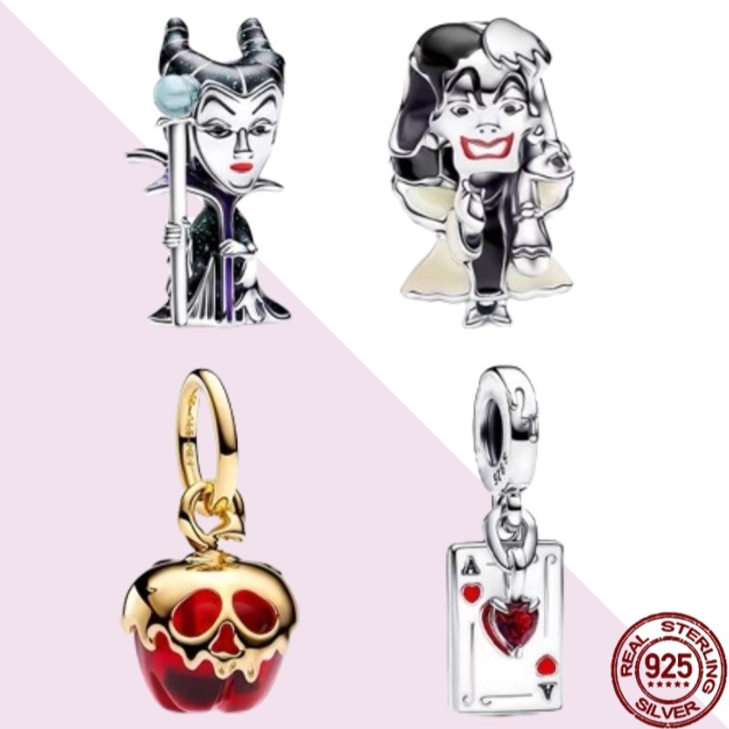 2024 Disney 100% 925 Starling Night, Pink Witch Skeleton Match พร้อม Original Pan Charm สร้อยข้อมือเพชรสุภาพสตรีของขวัญ