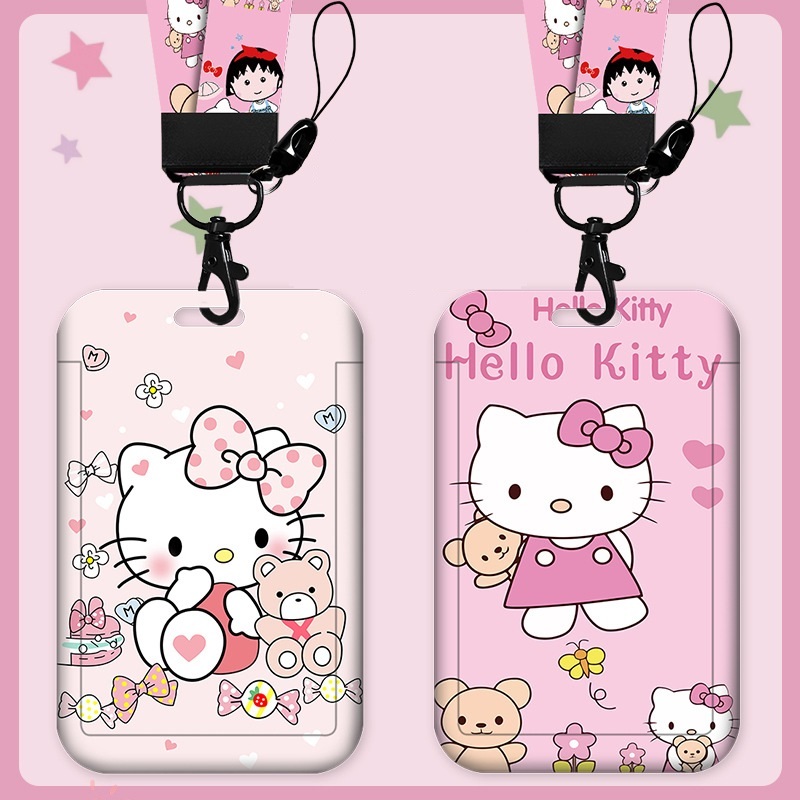 KT Cat Name Tag Anime Bus Card ID Card Holder Shell Work Brand Meal Card#FT010