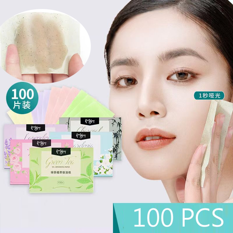 100ชิ้นกลิ่นหอมกระดาษดูดซับน้ํามันแต่งหน้ากระดาษควบคุมน้ํามันแผ่นดูดซับน้ํามันกระดาษดูดน้ํามัน