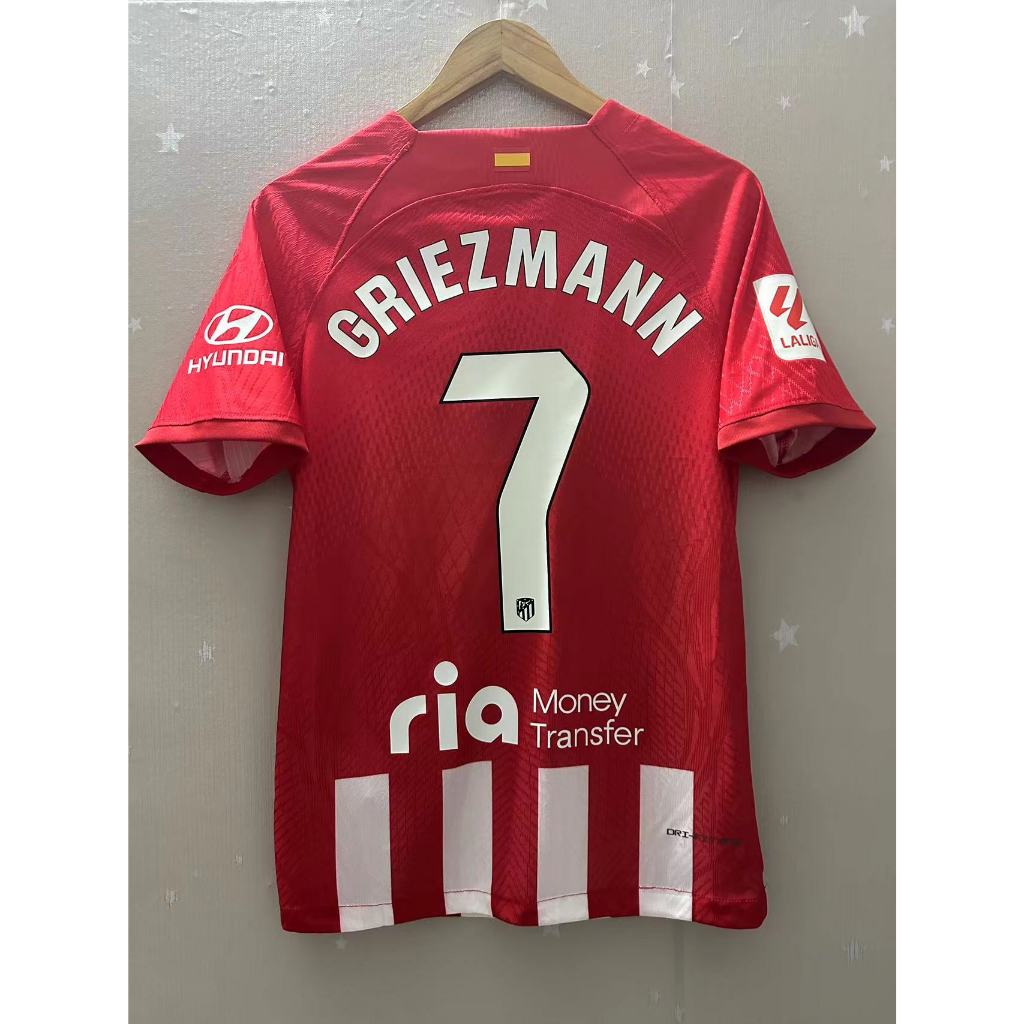 23-24 Atletico Madrid Home Player edition GRIEZMANN MEMPHIS MORATA Slim fit คุณภาพสูงเสื้อฟุตบอลที่กําหนดเองฟุตบอลเสื้อยืด