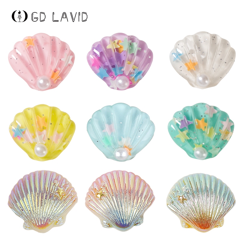 Glitter Shell รองเท้า Charm DIY เรืองแสง Ocean เรซิ่นเครื่องประดับอุปกรณ์เสริม DIY เคสโทรศัพท์ Handmade รองเท้าตกแต่งขนาดเล็ก Patch Hole รองเท้าดอกไม้