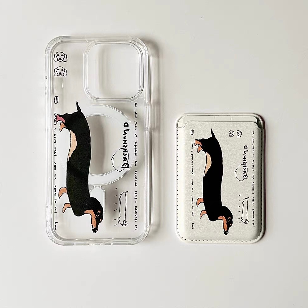 ส่วนบุคคล dachshund รูปแบบผู้ถือบัตรป้องกันกรณีสําหรับ iPhone 15pro 15promax 14 14promax 14pro 16 pro max 16 plus