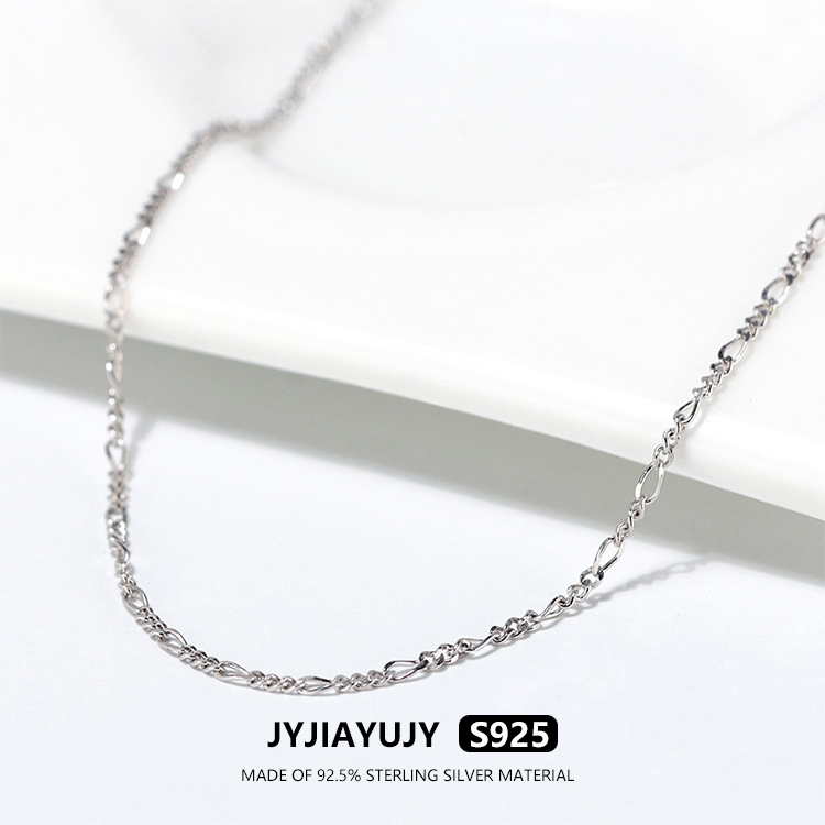 Jyjiayujy 100% ทั้งเดิมเงินสเตอร์ลิง S925 Figaro สร้อยคอโซ่ยาวสไตล์พื้นฐาน 40-60 ซม.ในสต็อกคุณภาพสูง