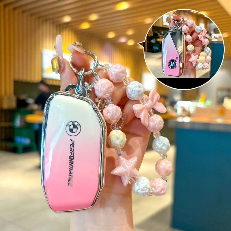 [TPU]ฝาครอบกุญแจรถสําหรับBMW Ix i7 i5 New5 i3 ix3 Series X7 New7Series 2022-2024 สีไล่ระดับสีสามสีแฟ