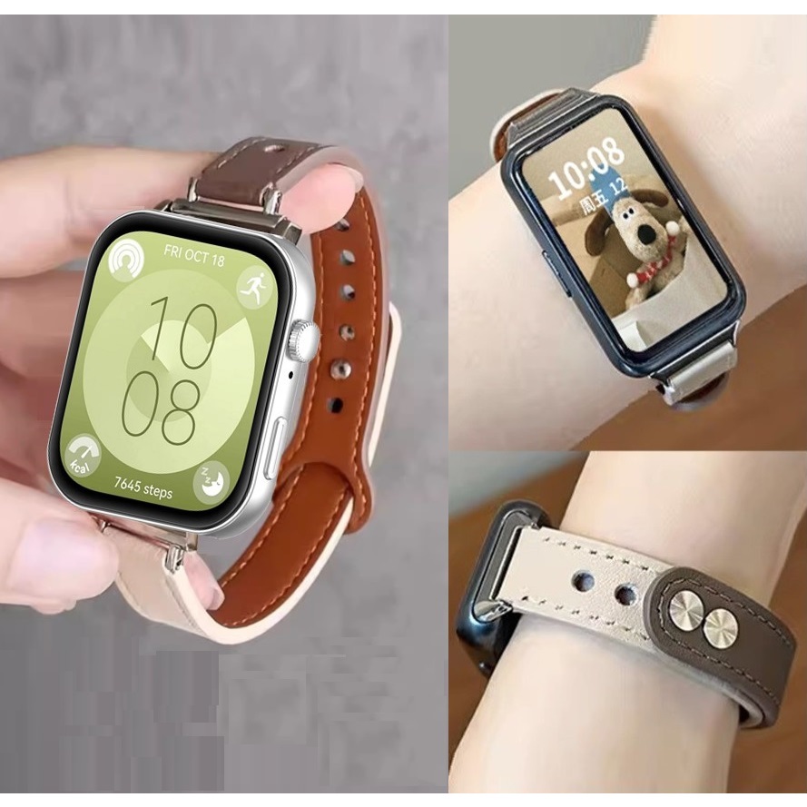 Slim T Leather สาย Huawei watch fit 3 Strap Huawei watch Fit 4 สาย Huawei watch Fit 4 Pro สายนาฬิกา 