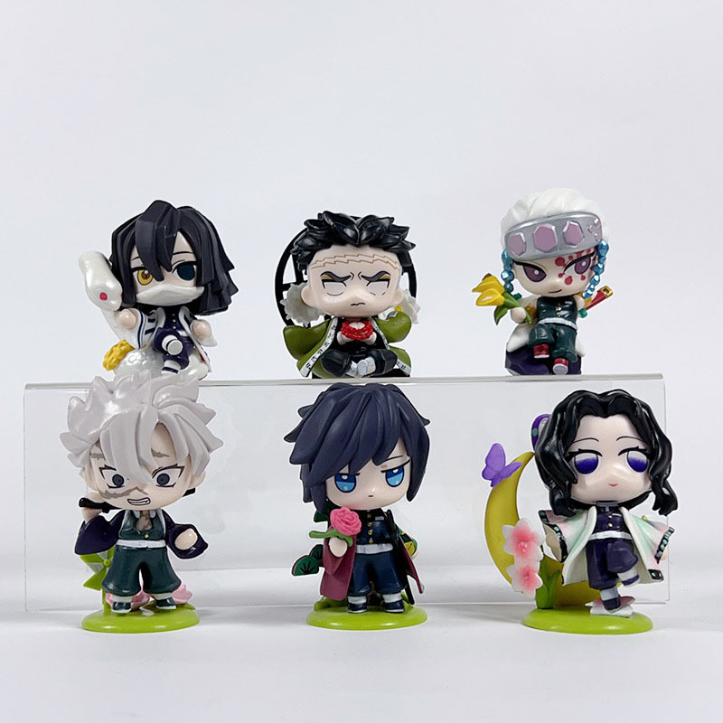 6 ชิ้น 7 ซม.-8.5 ซม.อะนิเมะ Demon Slayer Kimetsu ไม่มี Yaiba Kamado Tanjirou Kamado Tanjirou Agatsuma Zenitsu Hashibira Inosuke Haganetsuka Hotaru รูป Pvc ของเล่น