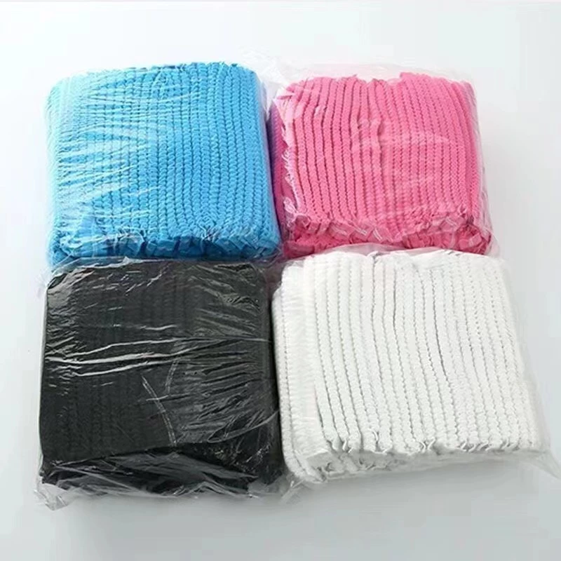 หมวกคลุมผม หมวกตัวหนอน (แพค 50/100 ชิ้น) ขนาด19นิ้ว 4 สี วัสดุใยสังเคราะห์