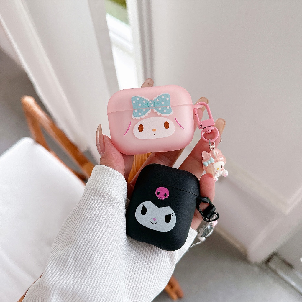 น่ารักการ์ตูน Kuromi Sanrio Soft TPU เคสป้องกัน,ฝาครอบกันกระแทกสําหรับ Apple AirPods 1 2 Pro 3 Pro2 4 (ใหม่)