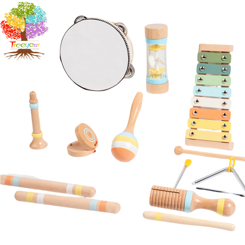 ชุดของเล่นดนตรีไม้สําหรับเด็ก-เครื่องเพอร์คัชชันการเรียนรู้ต้น มอนเตสซอรี่,ของเล่นเสริมการเรียนรู้ต้นเพื่อการศึกษาสําหรับเด็กวัย 1-5