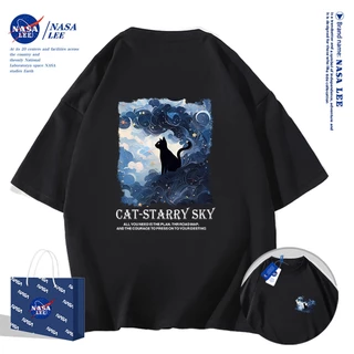 เสื้อยืดคอกลมผ้าฝ้าย NASA รุ่นใหม่ฤดูร้อน 2024 ดีไซน์ทันสมัย สวมใส่สบายและเย็นสบายตลอดวัน