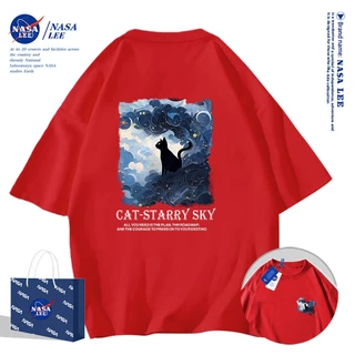 เสื้อยืดคอกลมผ้าฝ้าย NASA รุ่นใหม่ฤดูร้อน 2024 ดีไซน์ทันสมัย สวมใส่สบายและเย็นสบายตลอดวัน
