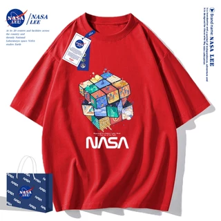 เสื้อยืดคอกลมผ้าฝ้าย NASA รุ่นใหม่ฤดูร้อน 2024 แบบหลวม สวมใส่สบายและเย็นสบาย เหมาะกับทุกวันในฤดูร้อน