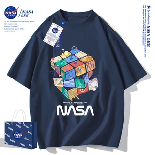 เสื้อยืดคอกลมผ้าฝ้าย NASA รุ่นใหม่ฤดูร้อน 2024 แบบหลวม สวมใส่สบายและเย็นสบาย เหมาะกับทุกวันในฤดูร้อน