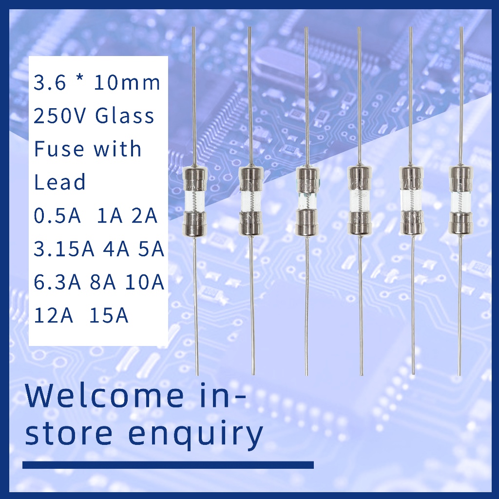 3-20 ชิ้น 3.6 * 10 มม ฟิวส์หลอดแก้ว 250V  ฟิวส์แก้วตะกั่ว ฟิวส์ 0.5A 1A 2A 3.15A 4A 5A 6.3A 8A 10A 12A 15A แอมป์ สำหรับฐานฟิวส์ ฟิวส์ ธันไฟฟ้า อุปกรณ์ตัดไฟ