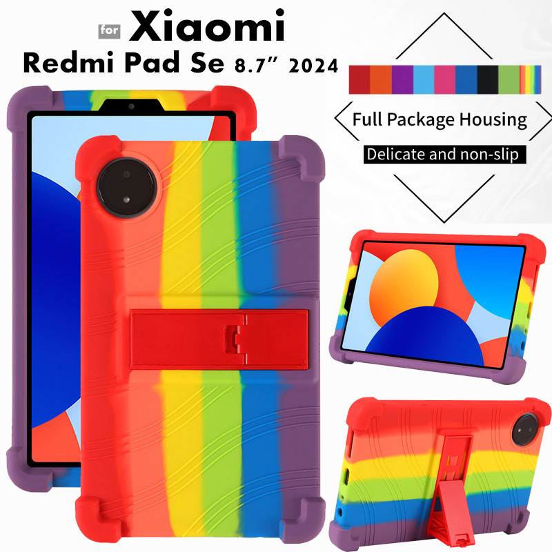 for Xiaomi Redmi Pad Se 8.7 Inch 2024 Tablet Case Super Shockproof Soft Silicone Protective Case Stand Cover