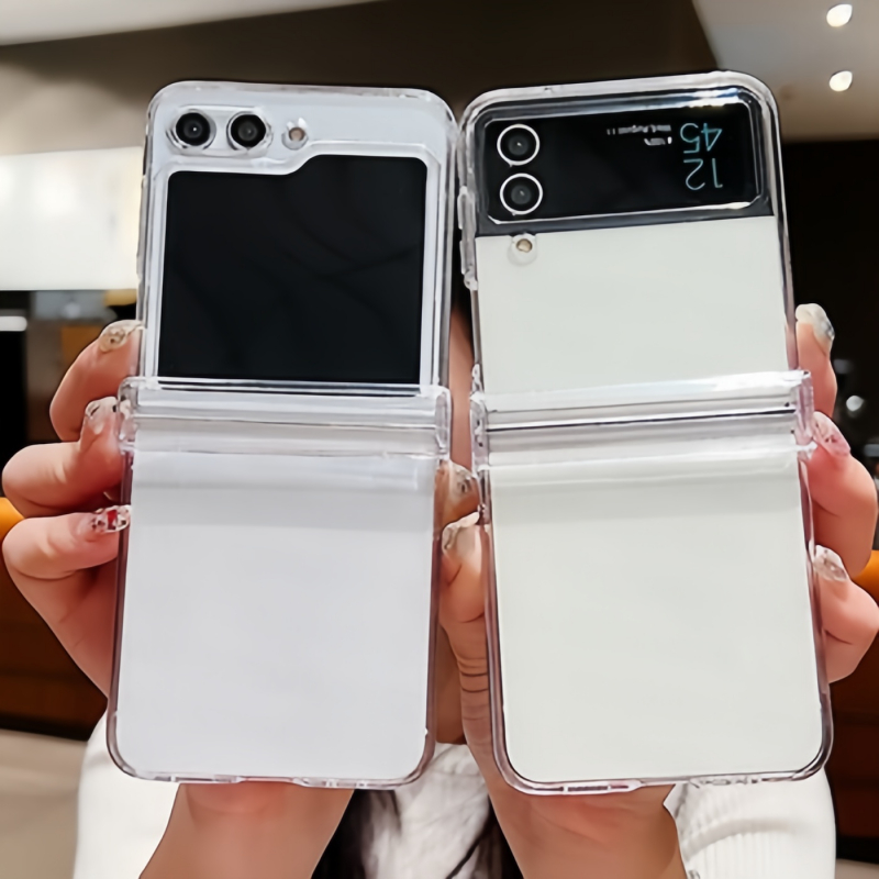 พร้อมบานพับป้องกันกรณีสําหรับ Samsung Galaxy Z Flip 6 กรณี Z Flip 5 4 3 กันกระแทกพับโปร่งใส Hard PC กรณีฝาครอบ