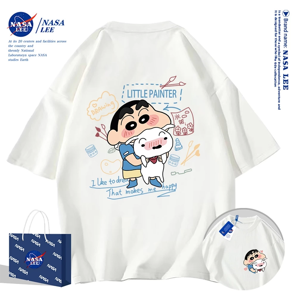 🔥จัดส่งในวันเดียว🔥เสื้อยืดคอกลม NASA รุ่นใหม่ฤดูร้อน 2024 แบบหลวมช่วยให้ดูเพรียว ลายการ์ตูนพิมพ์ลาย - รูปที่ 1