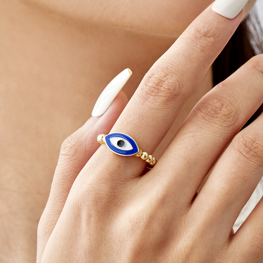Yx Evil Eye แหวนปรับได้ของขวัญวันหยุดผู้ชายผู้หญิงเครื่องประดับ