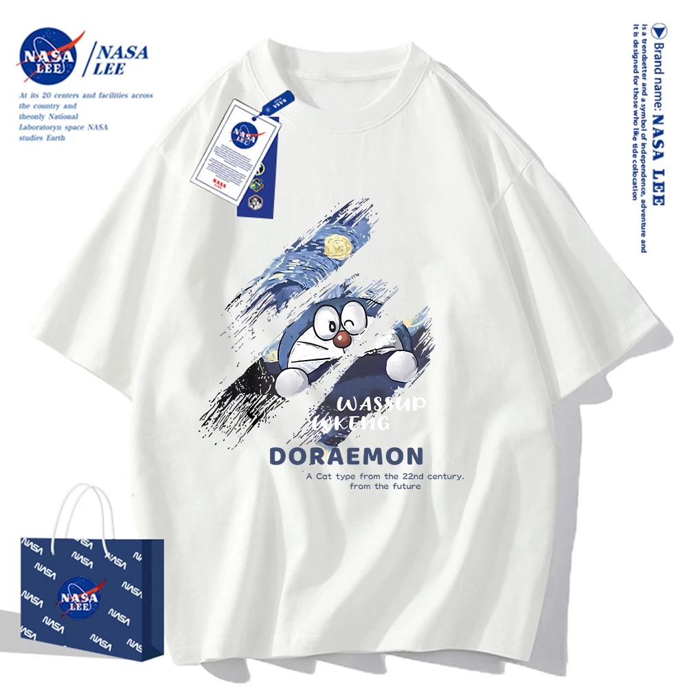 เสื้อยืดผ้าฝ้าย NASA รุ่นใหม่ฤดูร้อน 2024 ดีไซน์เรียบง่าย สวมใส่สบาย เหมาะสำหรับทุกวันในฤดูร้อน