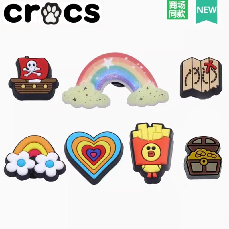 Crocs Hole รองเท้ารองเท้าดอกไม้รองเท้าหัวเข็มขัดของแท้ Carlo Chi รองเท้าอุปกรณ์ตกแต่งการ์ตูน Zhibixing French Fries Chick