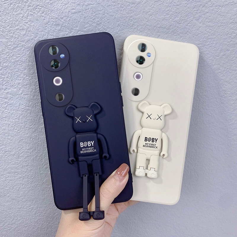 สําหรับ Vivo V40 Pro Casing การ์ตูน Bracket Square Side Soft TPU Phone Case Cover