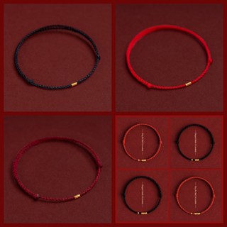 Better กําไลข้อมือ เชือกลูกปัด สีแดง แฮนด์เมด ปรับได้ สีทอง …