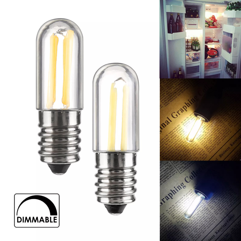 E14 E12 LED Filament หลอดไฟหรี่แสงได้ COB หลอดไฟ 1W 2W 3W โคมไฟตู้เย็น 220V