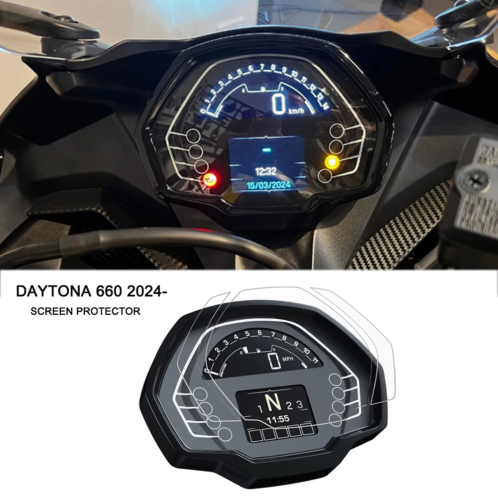 สําหรับ Daytona 660 Daytona660 2024 อุปกรณ์เสริมรถจักรยานยนต์ Scratch Cluster หน้าจอแดชบอร์ดป้องกันเครื่องมือฟิล์ม