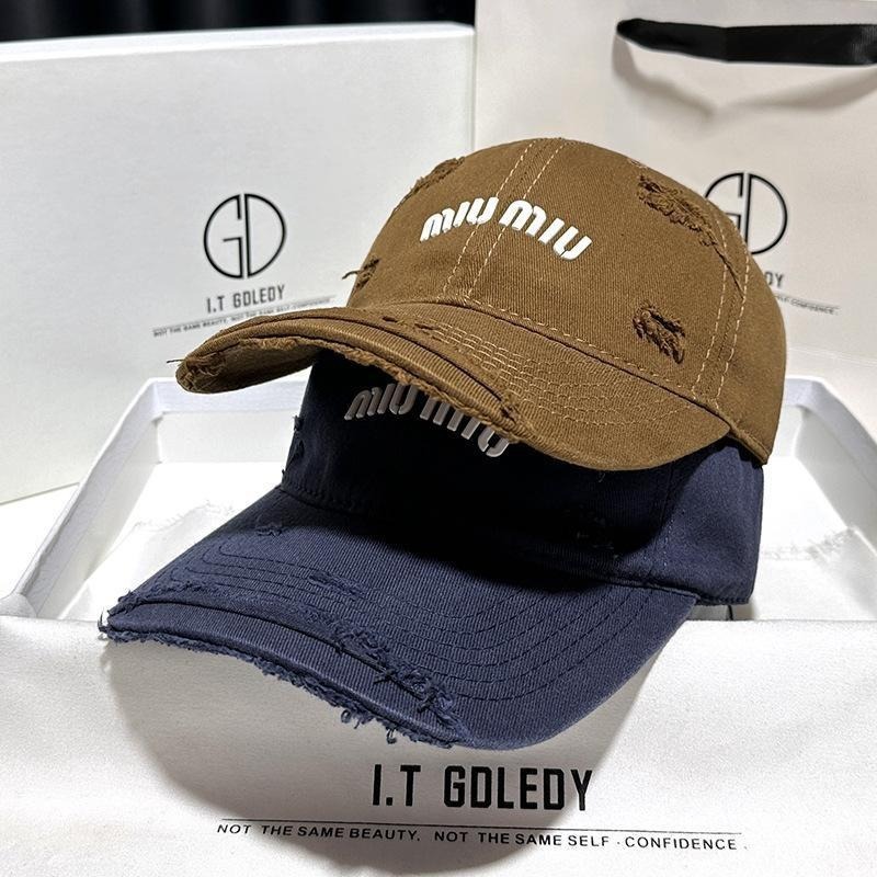 หมวกเบสบอล MIU เวอร์ชั่นเกาหลี ขาดๆ อินเทรนด์ ฤดูใบไม้ผลิและฤดูใบไม้ร่วง เหมาะสำหรับการช้อปปิ้ง