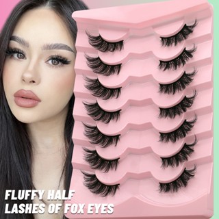 Groinneya 7 คู่ Half Lashes Cat Eye ขนตาปลอมสั้นนุ่ม 3d Faux…