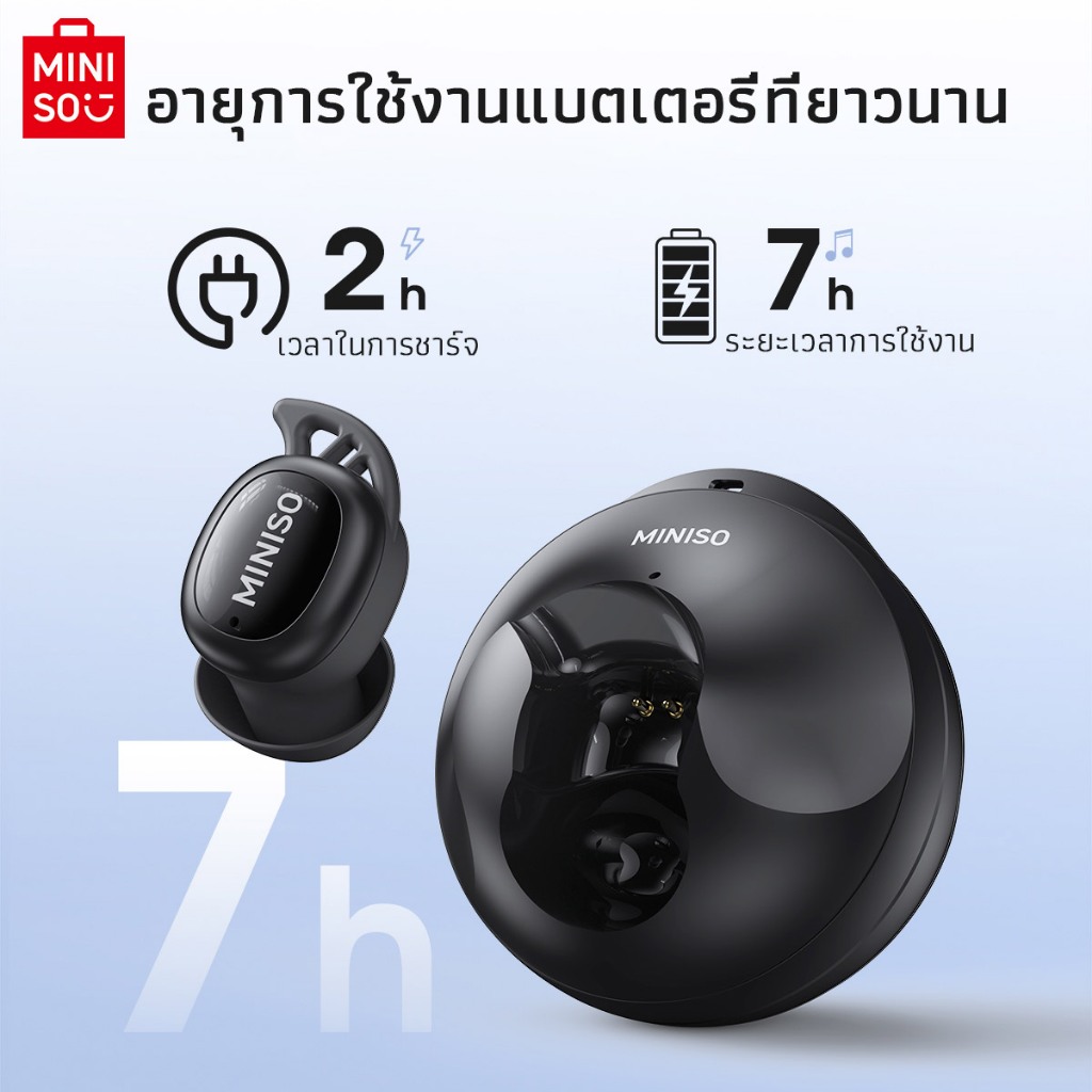 หูฟัง Miniso X16 หูฟังบลูทูธ หูฟังไร้สาย หูฟังนอนหลับ Bluetooth 5.4 Touch Control การโทรแบบ HD หูฟังสเตอริโอ HiFi หูฟังกีฬากันน้ํา IPX5 ลดเสียงรบกวน TWS หูฟัง Bluetooth Earphones