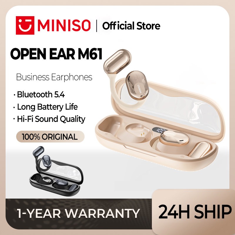 MINISO M61 หูฟัง Open Ear หูฟังบลูทูธ 5.4 หูฟังไร้สาย TWS Touch Control การโทรแบบ HD หูฟังสเตอริโอ HiFi หูฟังกีฬากันน้ํา หูฟังแขวนหู TWS หูฟัง Bluetooth Earphones