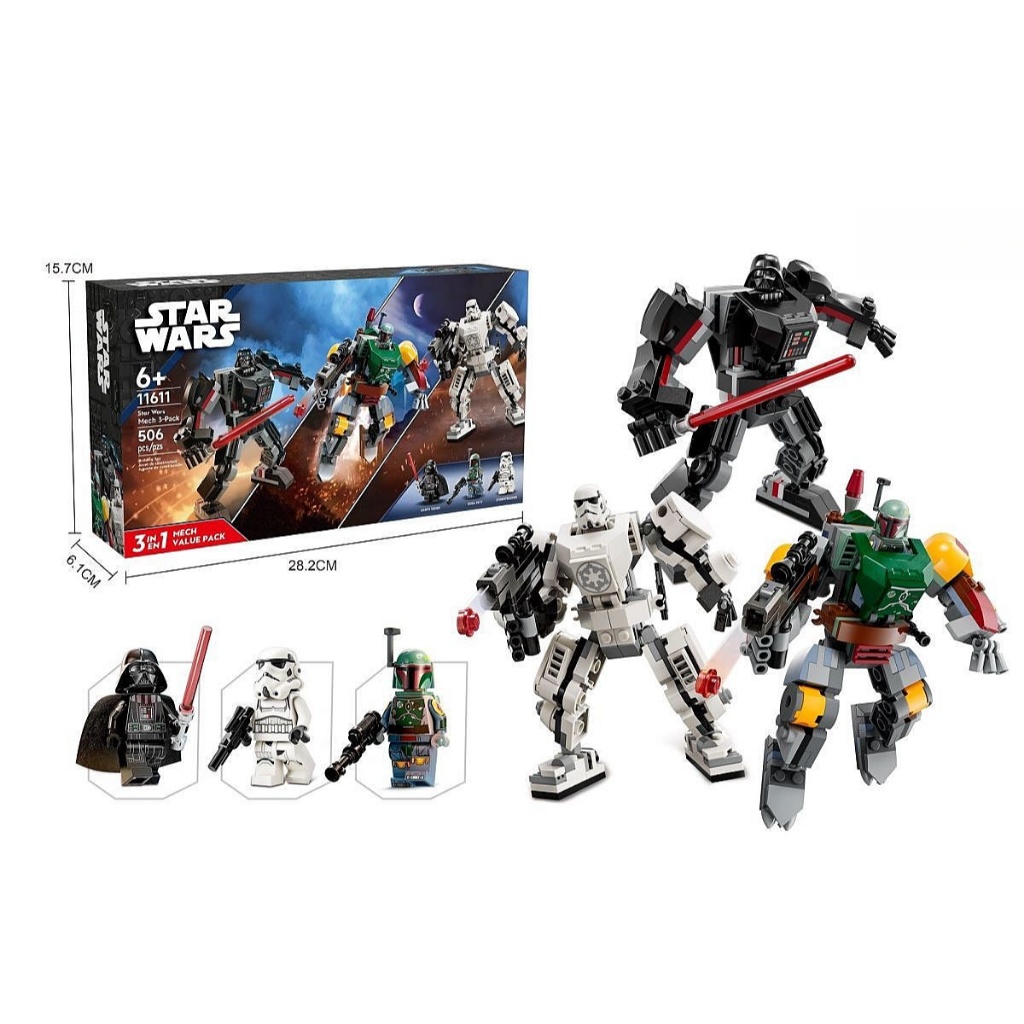 Star Wars Darth Vader Mech ใช้งานร่วมกับ Lego Building Block Boba Stormtrooper Mech Fett Mech อิฐของ